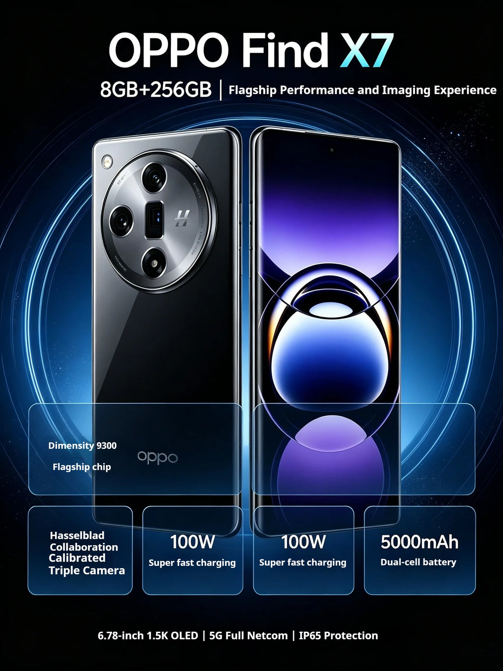 2026 New OPPO Find X7 5G Smartphone 6.78' Display Dimensity 9300 Processor 50MP Hasselblad Triple Camera 100W Fast Charge