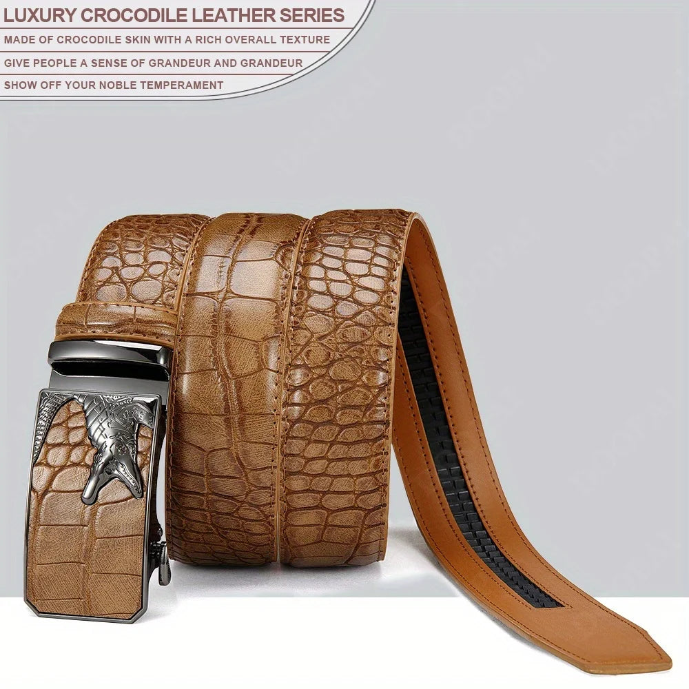 Men's PU Leather Belt Fashion Automatic Buckle Belt for Popular Business High Quality Male Belt