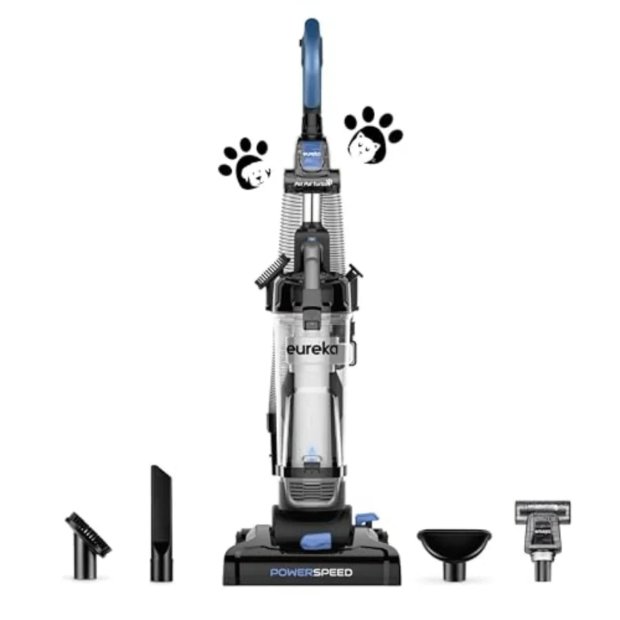 PowerSpeed Lightweight Upright Vacuum Cleaner for Carpet and Hard Floor, Blue Pet Hair Removal, Nylon ABS, Blue 2.6L Bagless Du