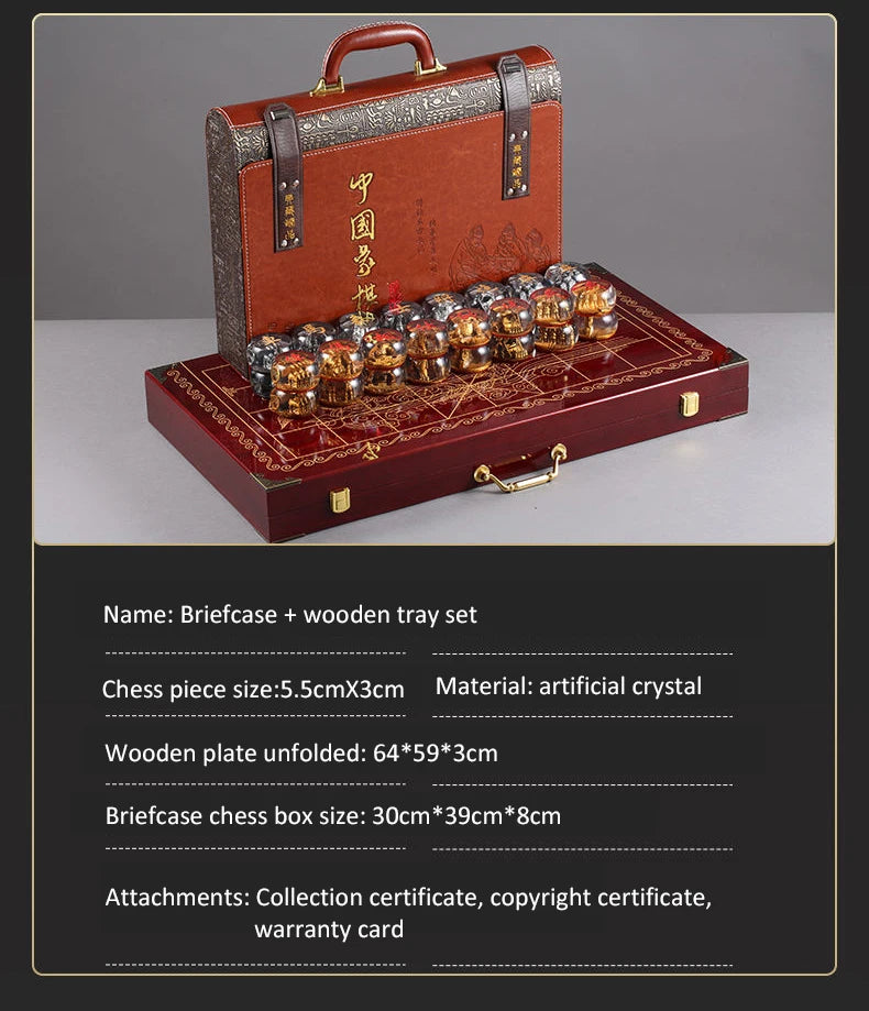 Chinese Chess Set Luxury Table Board Games Artificial Crystal Engraving Chess Family Party Children Adult Collect Birthday Gift