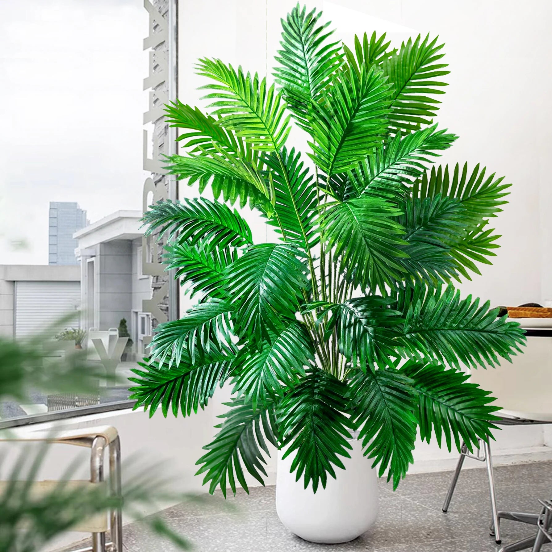 53-123cm  Artificial Palm Tree Tropical Fake Plant Green Plastic Palm Leaf Branches Suitable for Home Garden Decoration