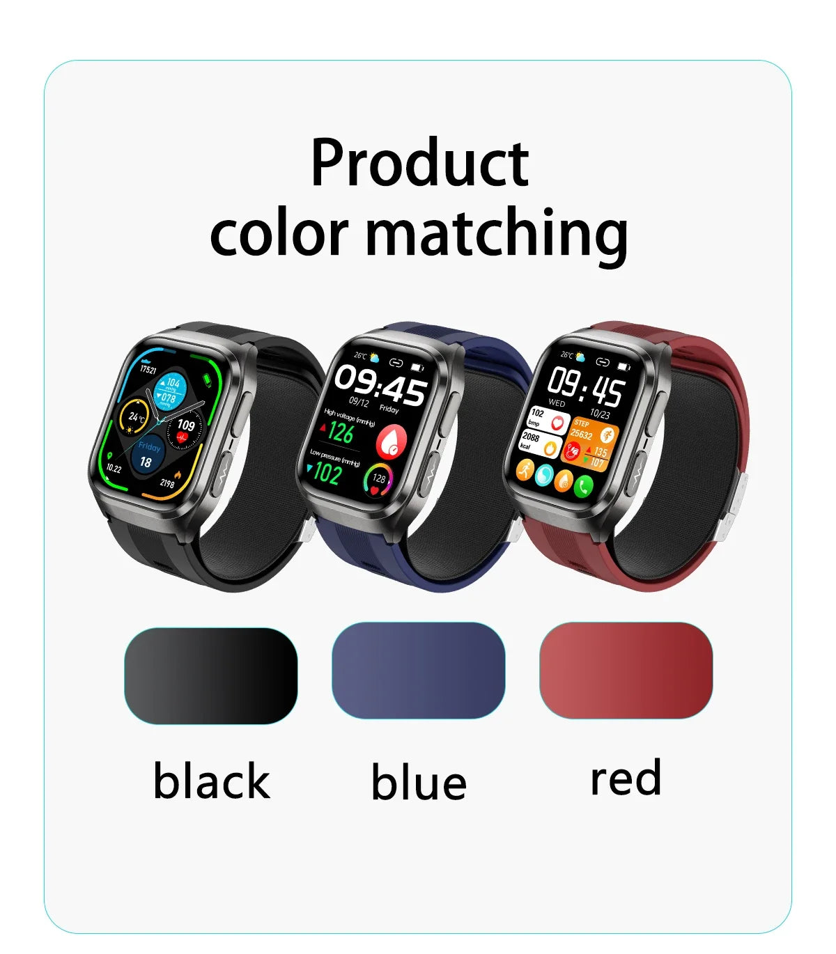 New ECG+PPG Nursing Grade Air Bag Smart Watch Men's Blood Fat Blood Pressure Voice Broadcast Health Smart Bracelet For Woman NFC