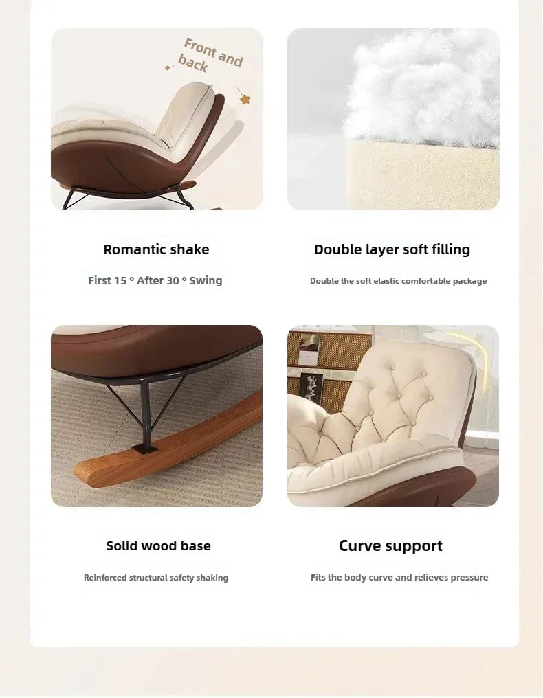 Lazy Sofa Rocking Chair Bedroom Lounge Chair Carefree Adult Living Room Single Balcony Leisure Rocking Chair Recliner Chairs