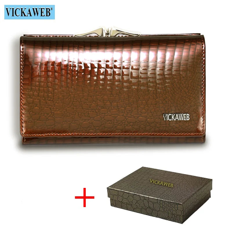 Free Gift Women Genuine Leather Short Wallet Female Fashion Purses Ladies Alligator Hasp & Zipper Small Coin Bag AE2155