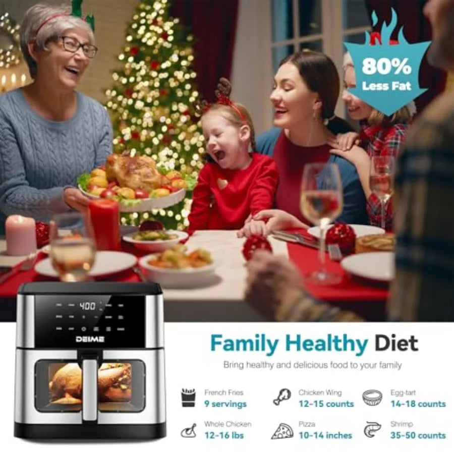 10.2 QT 1700W Large Ccity Air Fryer Oilless Healthy Cooker with 10 Preset Functions Non-Stick Basket Visual Cooking Window for
