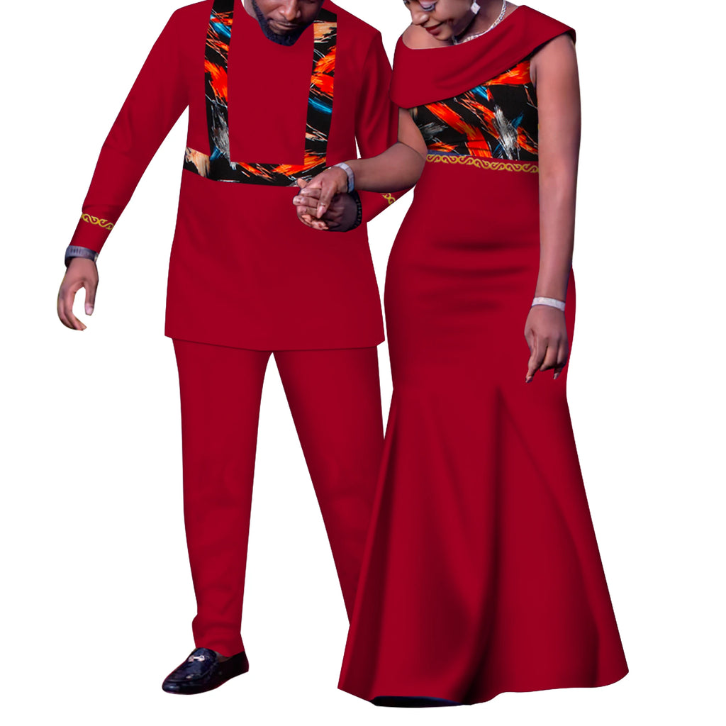 African Couple Outfits Match Sets Dashiki African Mens suit and Dresses for Women Party Couple Clothing WYQ905