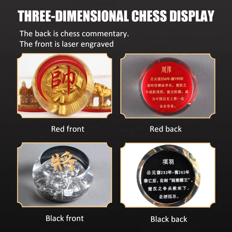 Chinese Chess Set Luxury Table Board Games Artificial Crystal Engraving Chess Family Party Children Adult Collect Birthday Gift