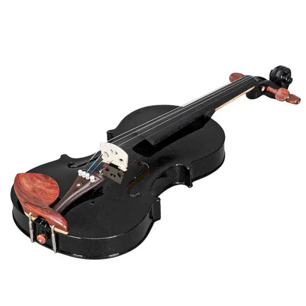 Full Size Matte Black 4/4 Spruce Panel Wooden Violin Set with Case Bow Rosin  4 Strings Shoulder Rest Turner Cleaning Cloth