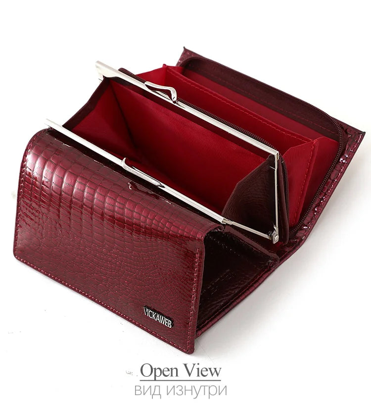 Free Gift Women Genuine Leather Short Wallet Female Fashion Purses Ladies Alligator Hasp & Zipper Small Coin Bag AE2155