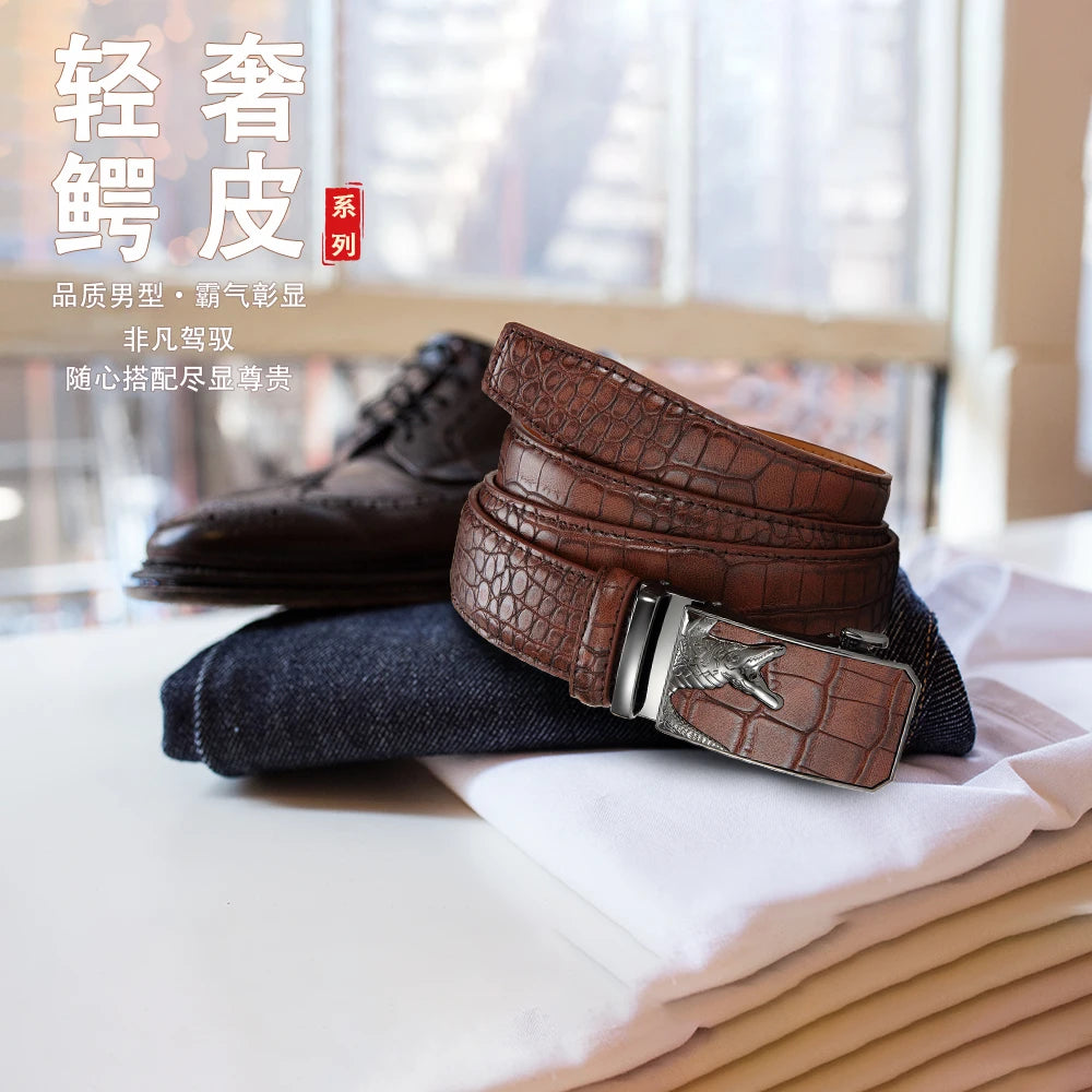 Men's PU Leather Belt Fashion Automatic Buckle Belt for Popular Business High Quality Male Belt