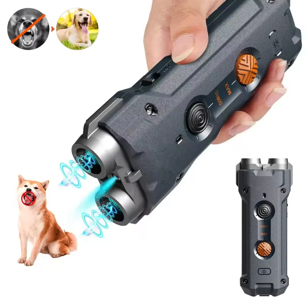 10M High Power Deterrent Ultrasonic Dog Repeller Pet Training Anti Barking with Led Flashlight Rechargeable for Dogs Accessories