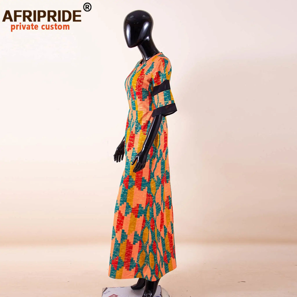 Women`s African Print Half Sleeve Dashiki Maxi Bodycon Dress Dashiki Ankara Party Dresses for Women Wax Batik AFRIPRIDE A1925049