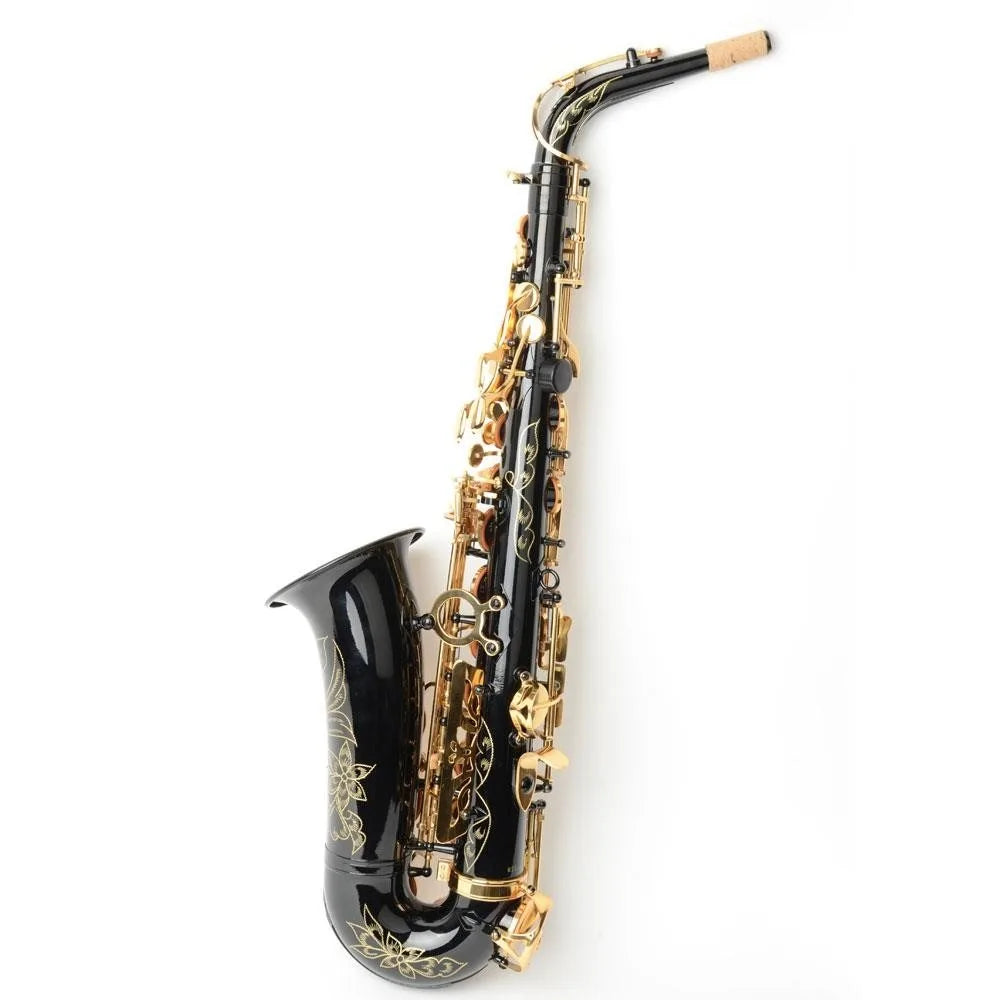 New Black Alto Eb Sax Saxophone Gold w/ Case Tuner Accessories