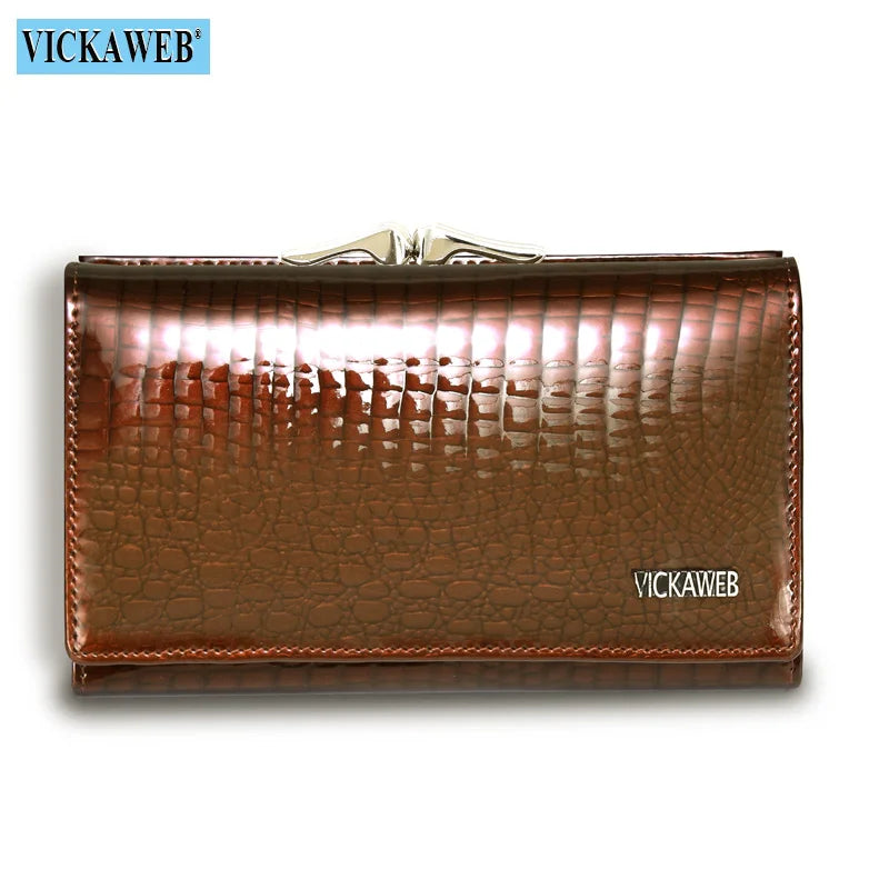 Free Gift Women Genuine Leather Short Wallet Female Fashion Purses Ladies Alligator Hasp & Zipper Small Coin Bag AE2155