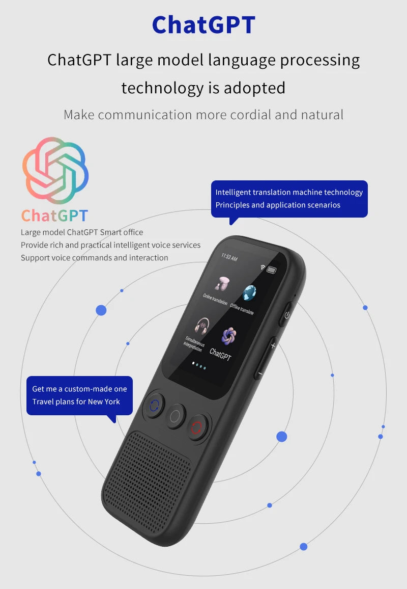 Language Translator Device Portable Translator 148 Languages Real-time Recording Translation WIFI Ai ChatGPT Translate Machine