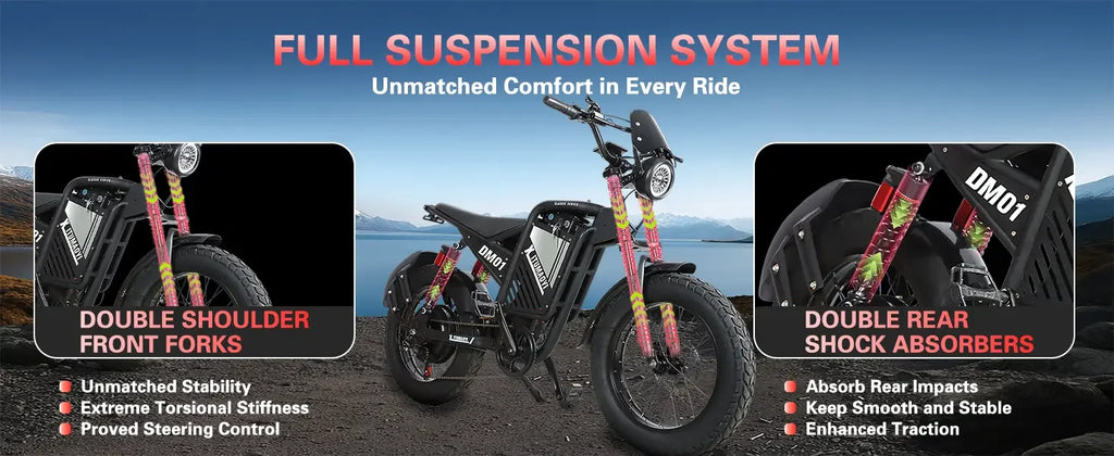 BAOLUJIE DM01 Electric Motorcycle 2000W Moto Electric Bicycle 60V30AH Battery Color Display 42 MPH EBike UL2849【1 Year Warranty】