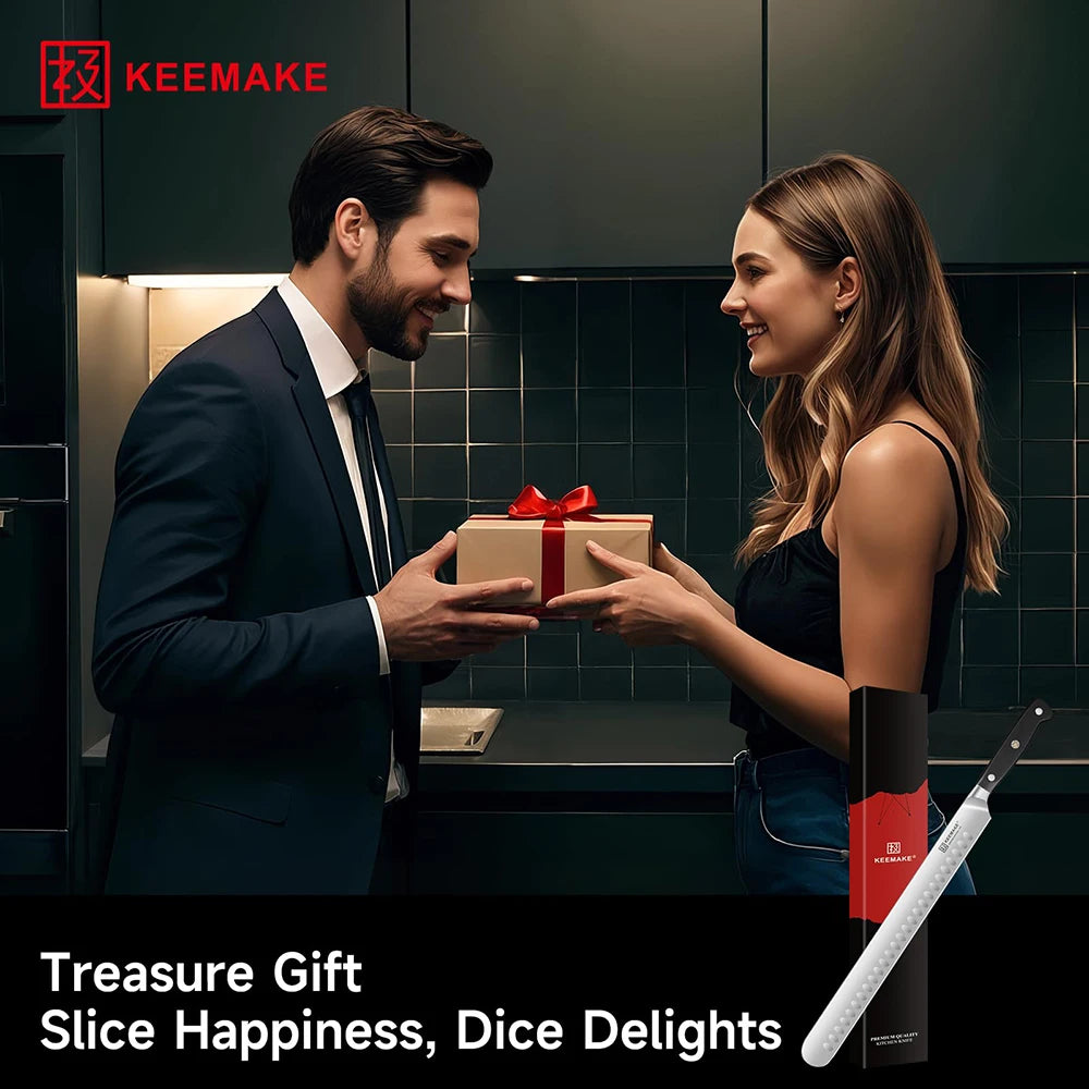 KEEMAKE Brisket Knife 12 Inch Carving Slicing Knife for Meat Stainless Steel Kitchen Knife for BBQ Roasts Ribs Turkey Ham