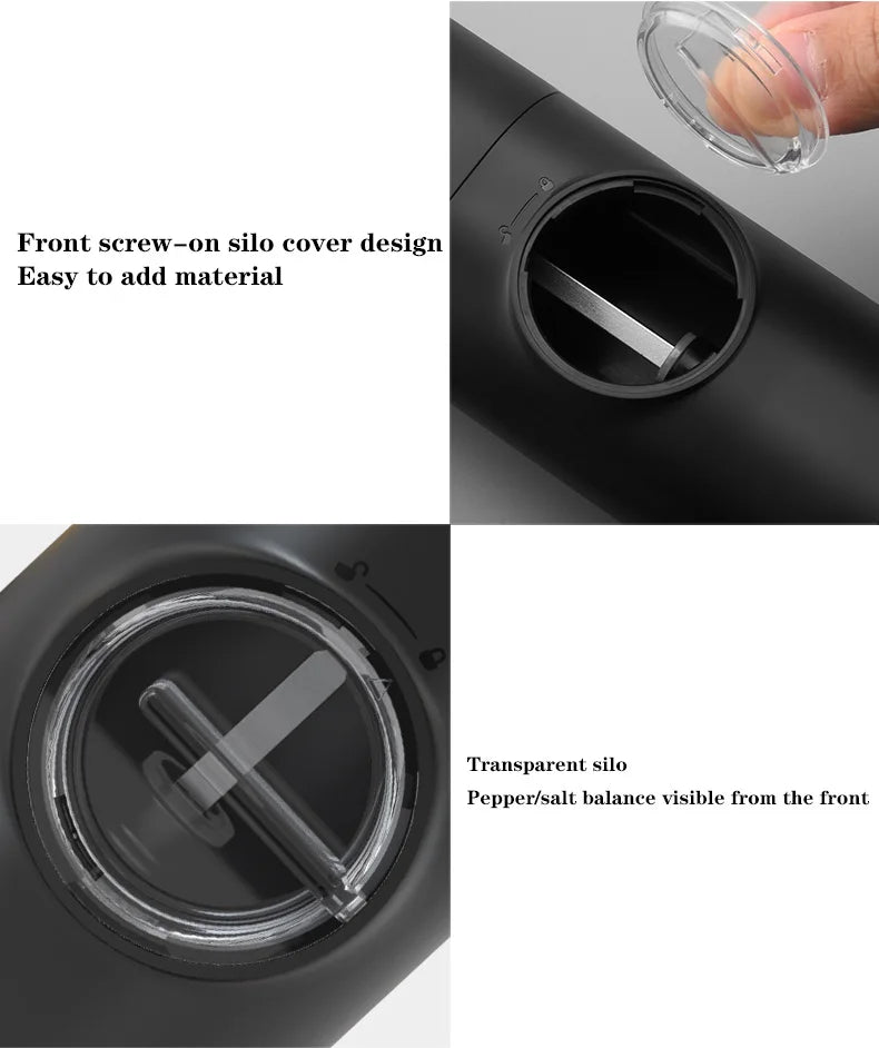 Electric Automatic Salt And Pepper Grinder Set Rechargeable With USB Gravity Spice Mill Adjustable Spices Grinder With LED Light