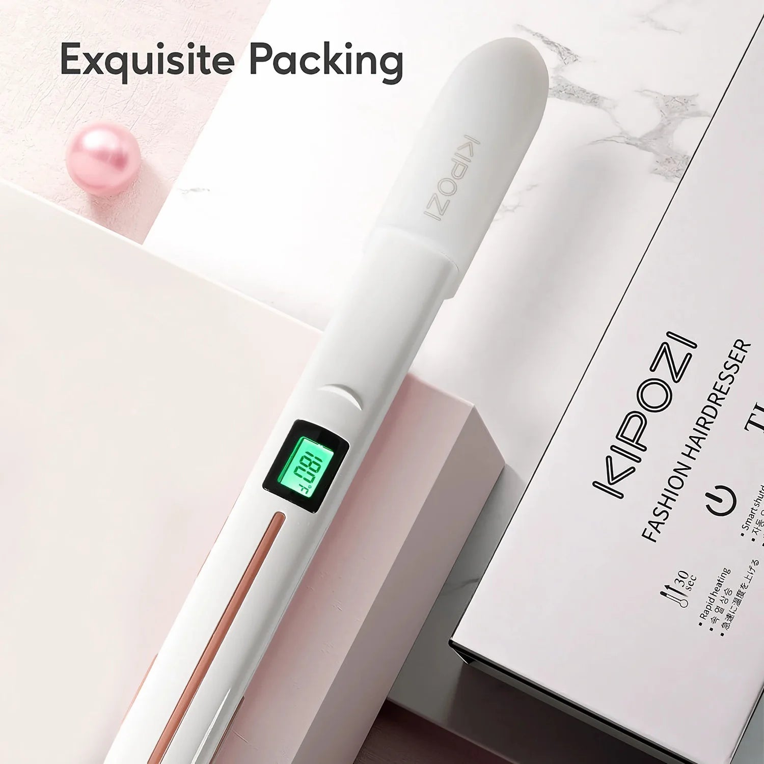 KIPOZI Perfect For Any Hair Type Titanium Flat Iron Hair Straightener with Digital LCD Display Dual Voltage Instant Heating Iron