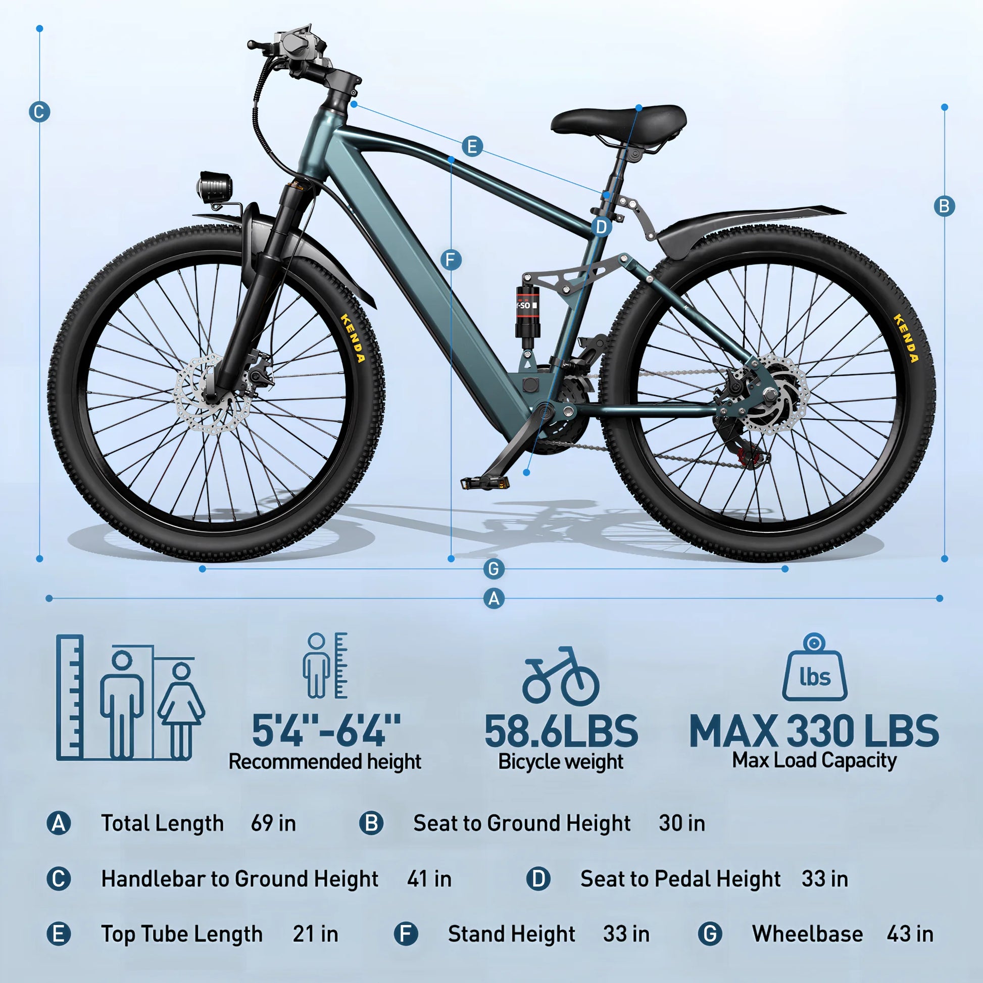 26'' Electric Bike for Adults,750W Peak Motor Mountain Ebike,25MPH Up to 40Miles,7-Speed,Shock Absorbers,Commuter E-Bike