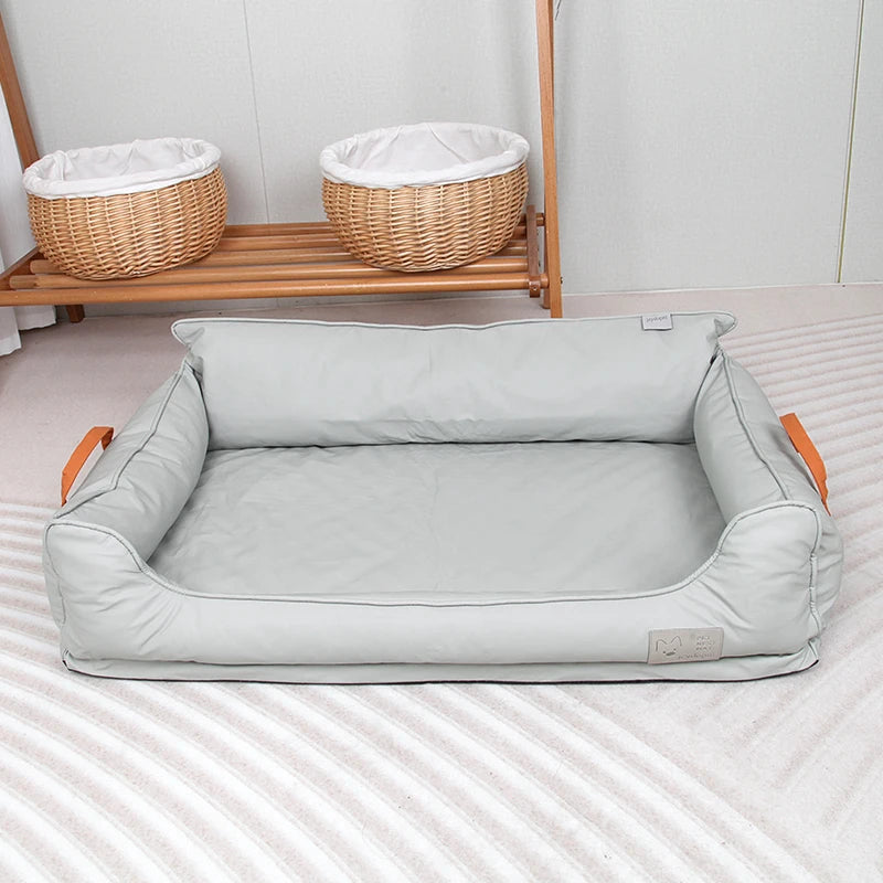Large Dog Bed Leather Soft Plush Donut Snuggly Warm Cozy Pet Mat for Small to Extra Extra Large Dogs Rectangle Shape