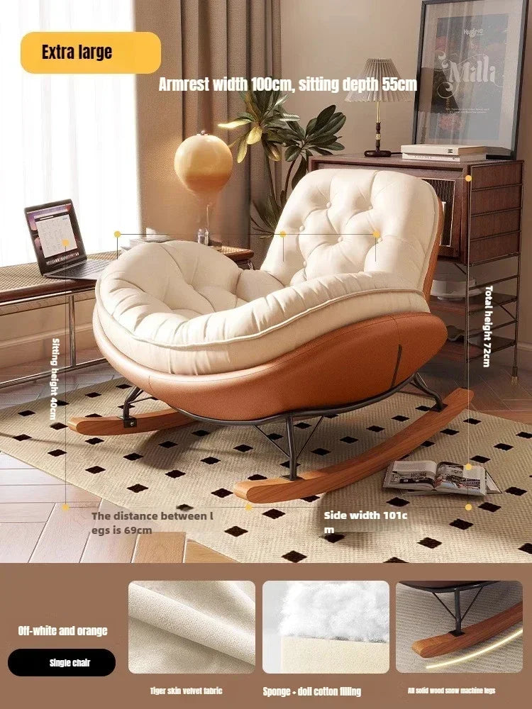 Lazy Sofa Rocking Chair Bedroom Lounge Chair Carefree Adult Living Room Single Balcony Leisure Rocking Chair Recliner Chairs