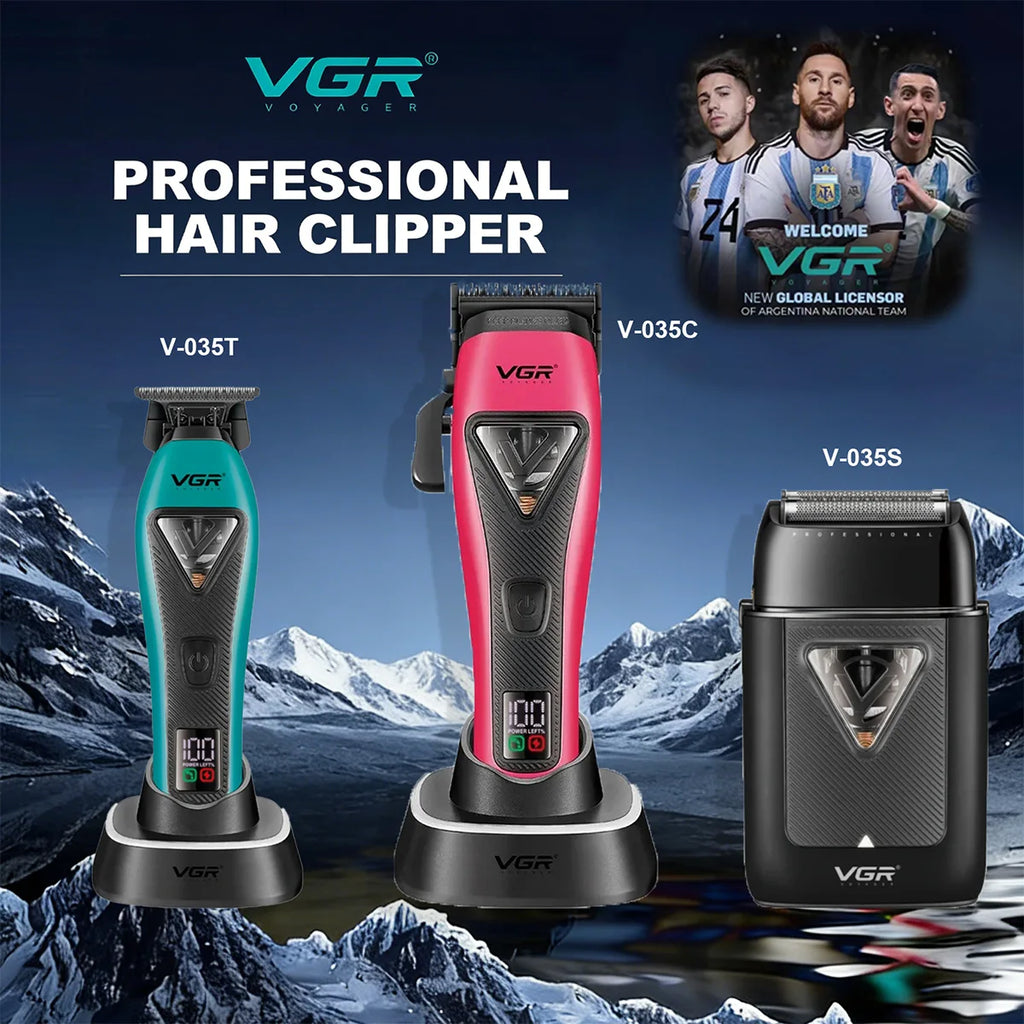 VGR Professional Hair Trimmer Rechargeable Hair Clippers 11000 RPM Vector Motor Beard Shaver LED Trimmer For man V-035C V-035S