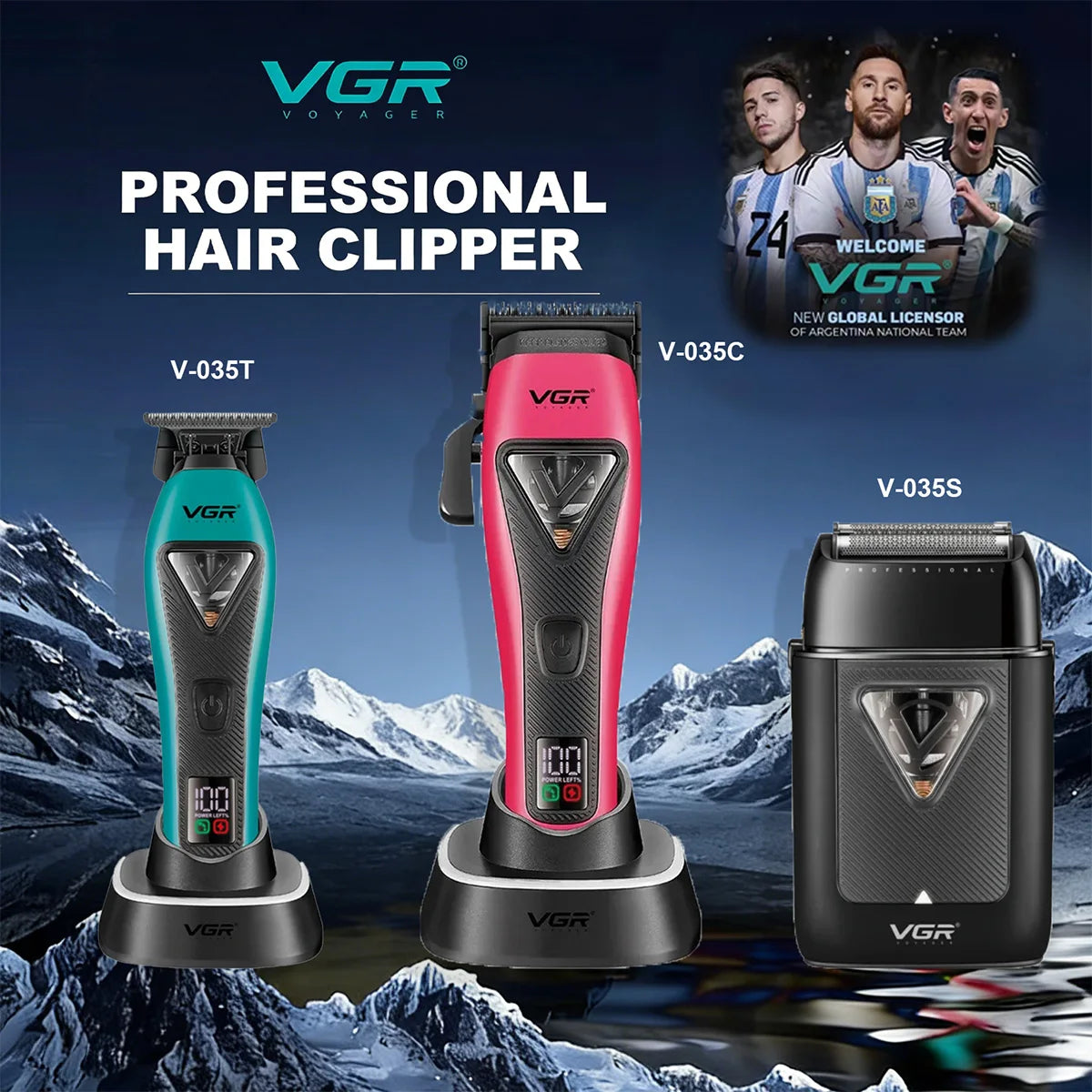 VGR Professional Hair Trimmer Rechargeable Hair Clippers 11000 RPM Vector Motor Beard Shaver LED Trimmer For man V-035C V-035S