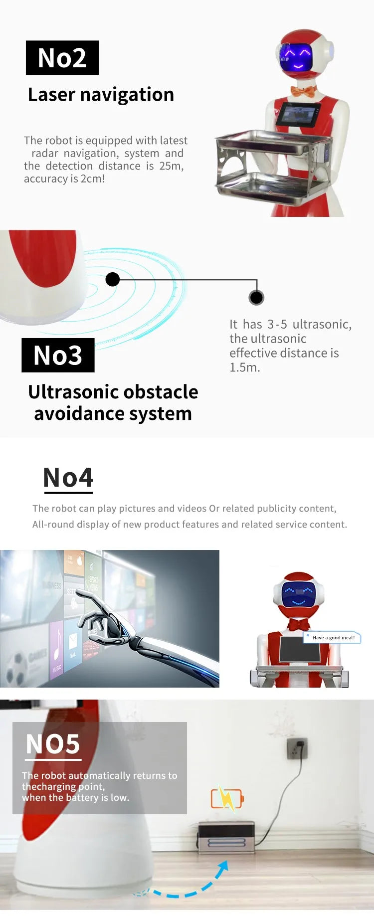 Humanoid Size Intelligent Delivery Robot Restaurant Service Robot