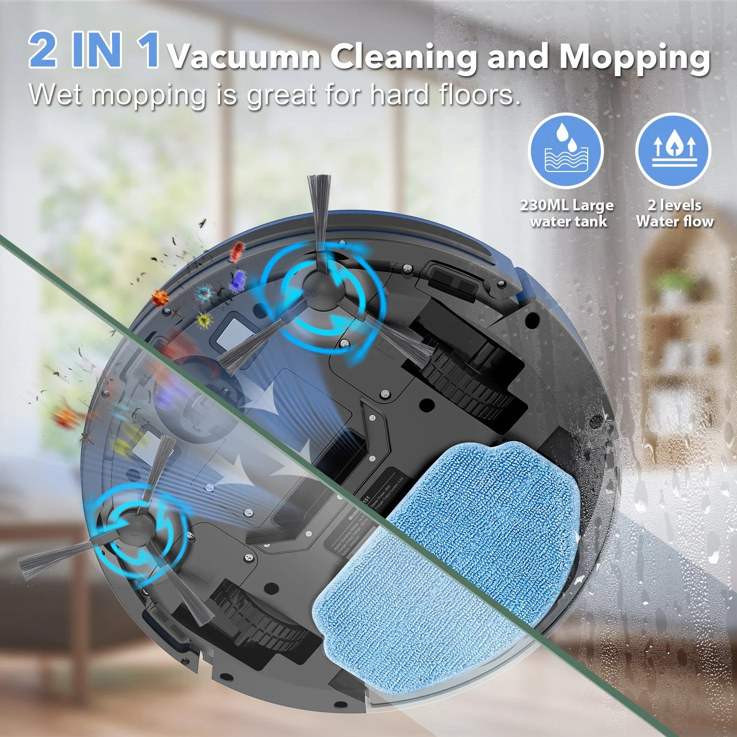 RAYFURN Robot Vacuum Cleaner 6000Pa Power Auto Charging App Control Water Tank Wet Mopping Robot Vacuum Cleaner Electric Sweeper