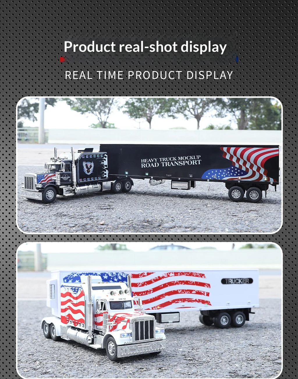 1:24 389 Platform Trailer Container Transport Tow Truck Toy Car For Diecast Vehicle Model Collection Gift Boy
