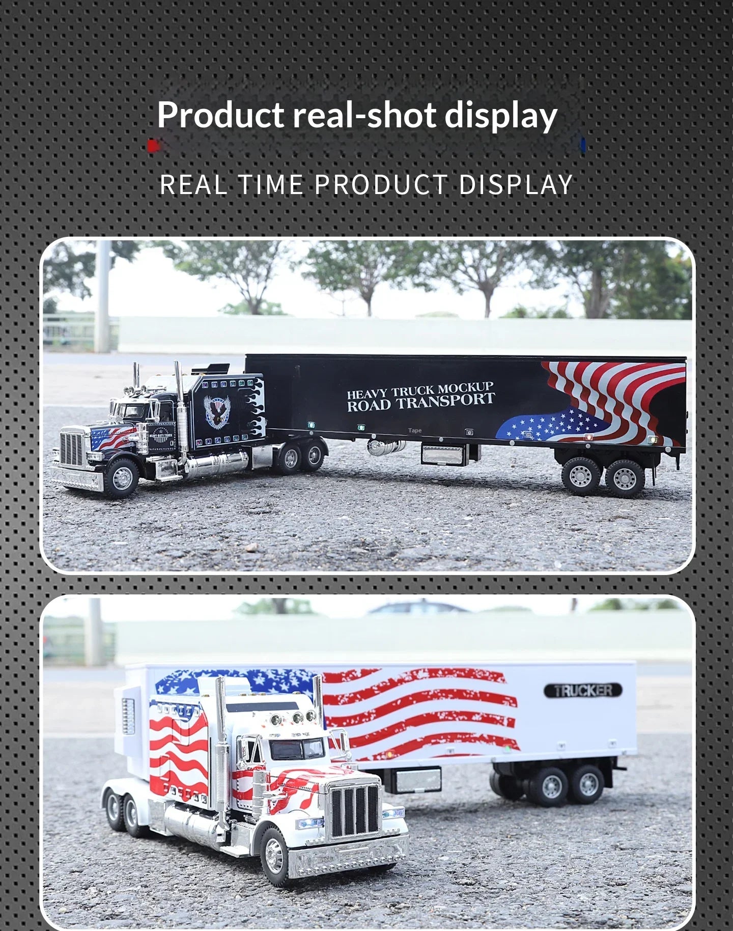 1:24 389 Platform Trailer Container Transport Tow Truck Toy Car For Diecast Vehicle Model Collection Gift Boy