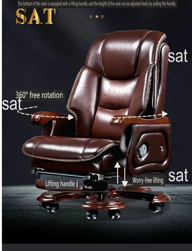 #i Chinese Boss Chair Business leather CEO Office chair with massage pedal, lie down,ergonomics