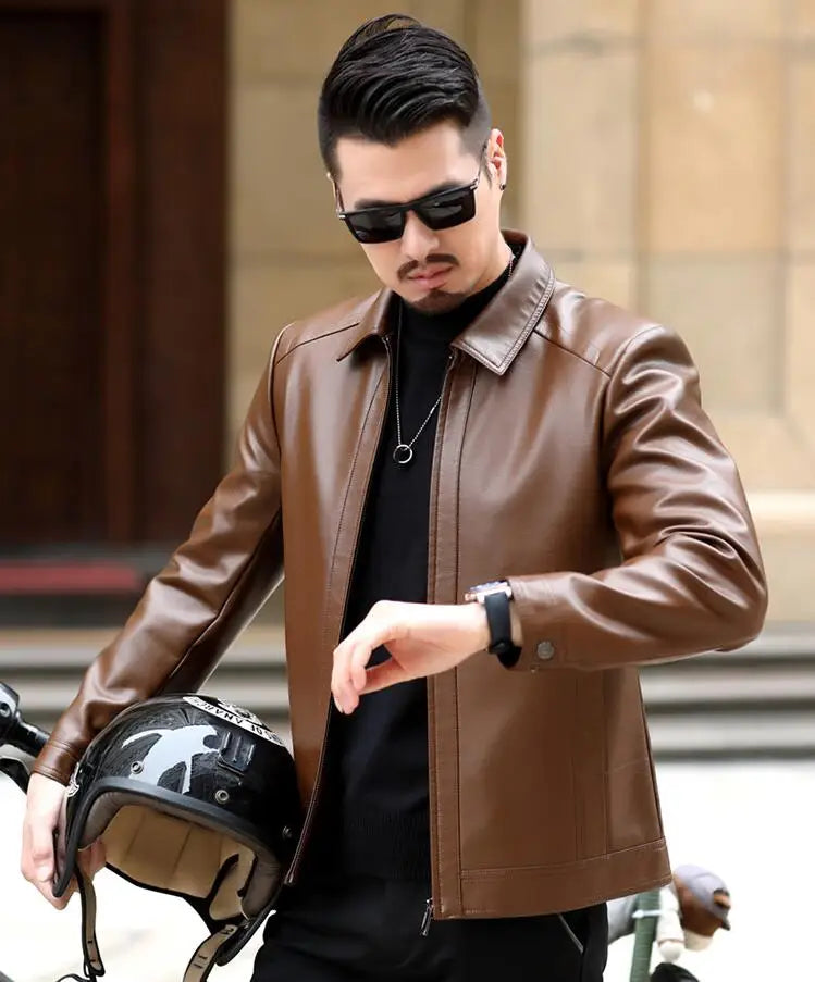 Men's Leather Jacket Man Real Leather Coat Male Leather Clothing Fashion Leather Jacket Genuine Leather Motorcycle Jacket