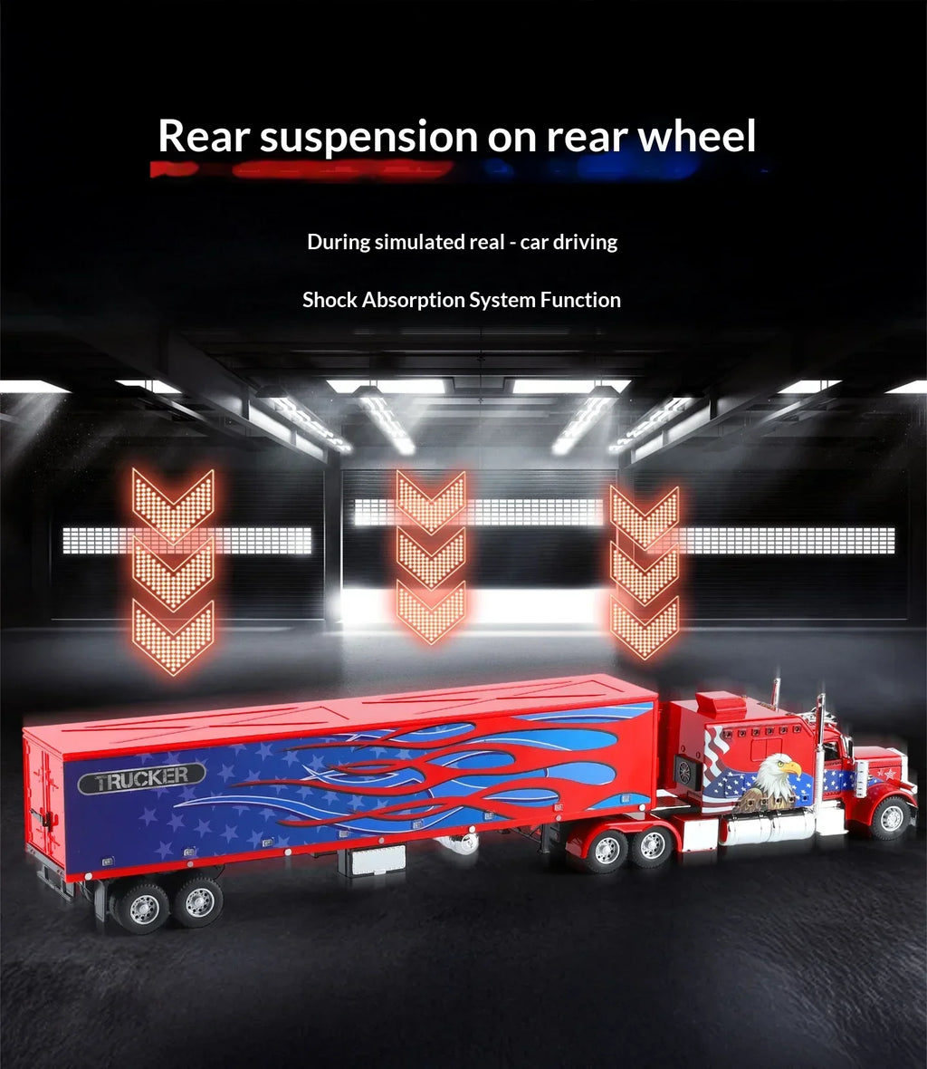 1:24 389 Platform Trailer Container Transport Tow Truck Toy Car For Diecast Vehicle Model Collection Gift Boy