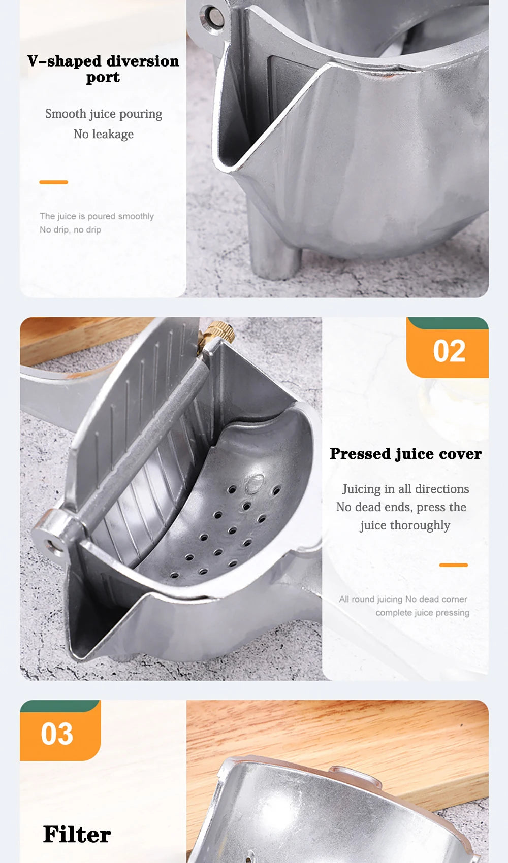 Manual Citrus Juicer Hand Orange Squeezer Lemon Fruit Juicer Press Machine Potato Masher and Ricer Manual Juicer