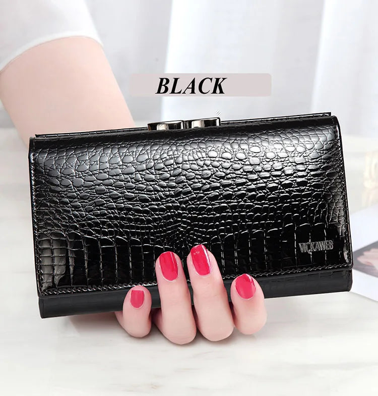 Free Gift Women Genuine Leather Short Wallet Female Fashion Purses Ladies Alligator Hasp & Zipper Small Coin Bag AE2155