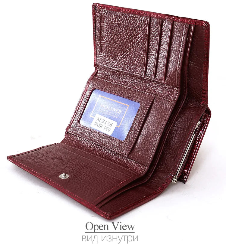 Free Gift Women Genuine Leather Short Wallet Female Fashion Purses Ladies Alligator Hasp & Zipper Small Coin Bag AE2155