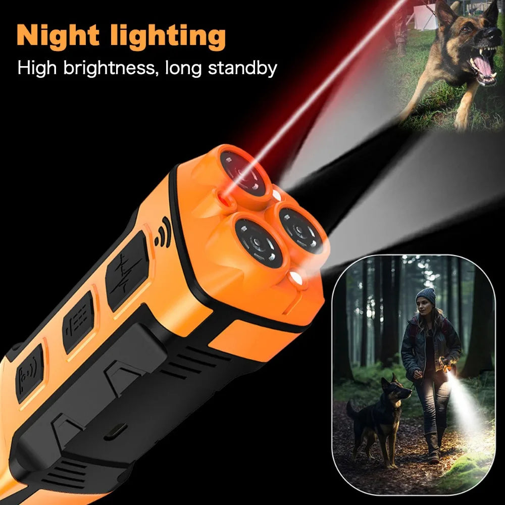 10M High Power Deterrent Ultrasonic Dog Repeller Pet Training Anti Barking with Led Flashlight Rechargeable for Dogs Accessories