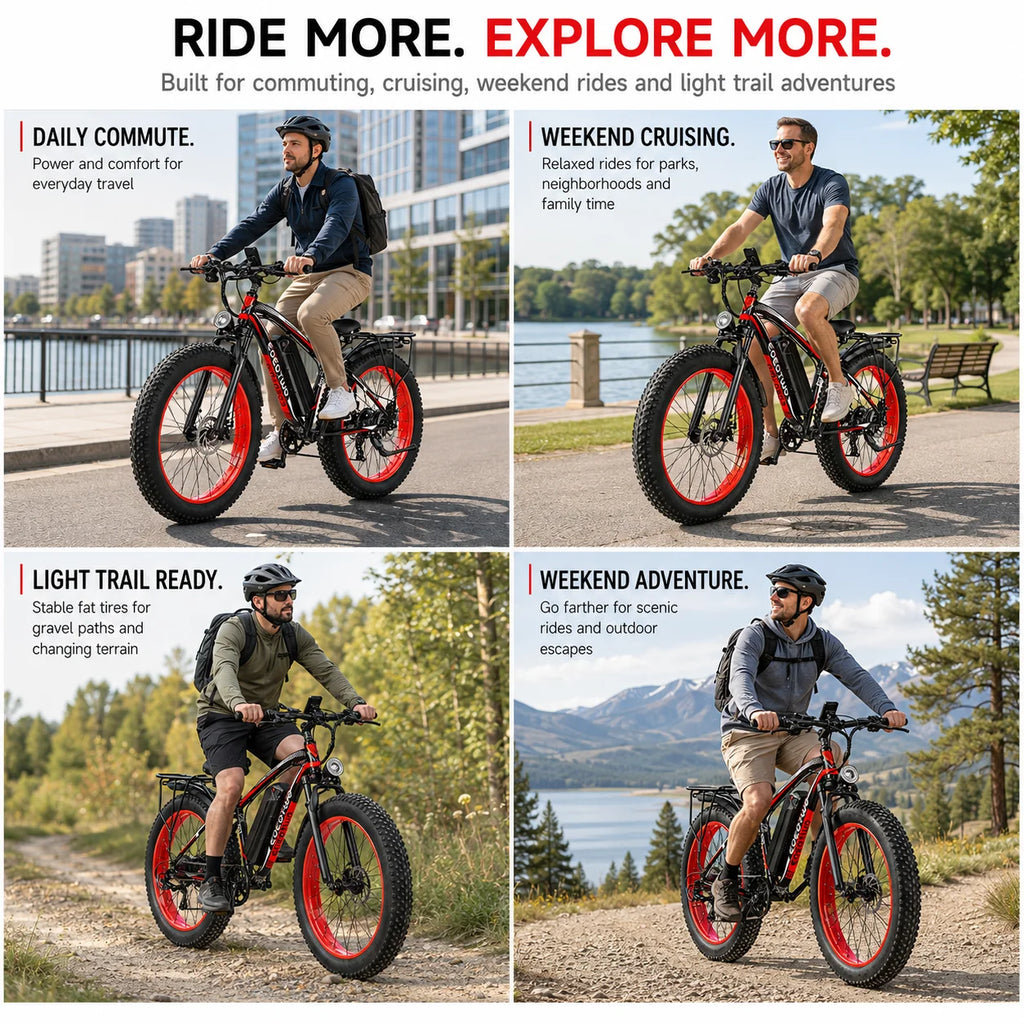 Electric Bike for Adults Teens, 1500W Motor, 34 Mph & 60 Miles, 26" Fat Tire All-Terrain Electric Mountain Bike with 48V 15AH Removable Battery, Dual Brake Off-Road Ebike