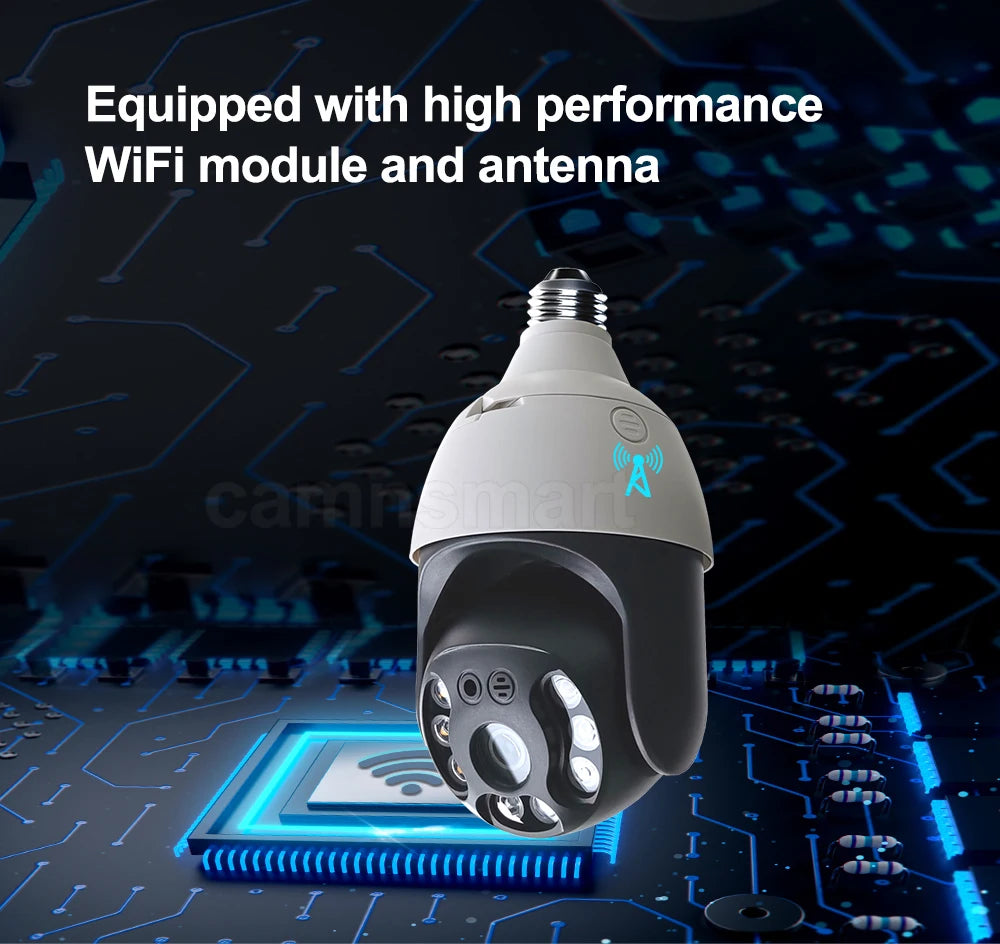 Ultra 6MP Outdoor Wireless WIFI Camera E27 Bulb Type for Smart Home Tuya APP IP66 Waterproof Auto Track Motion Detection