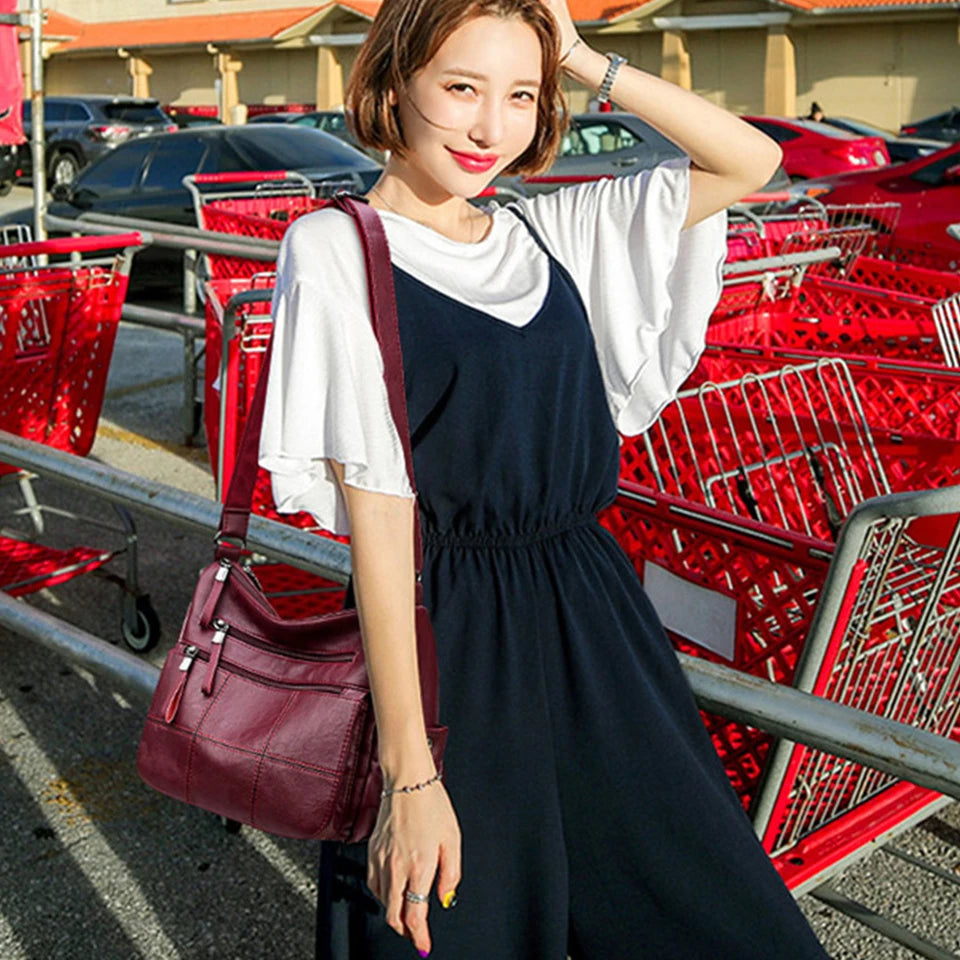 2 Layers Genuine Brand Leather Shoulder Messenger Luxury Handbags Women Bags Designer High Quality Crossbody Bags for Women Sac