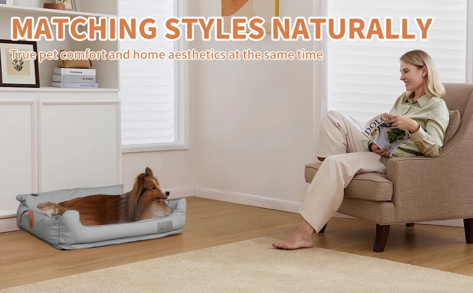 Large Dog Bed Leather Soft Plush Donut Snuggly Warm Cozy Pet Mat for Small to Extra Extra Large Dogs Rectangle Shape