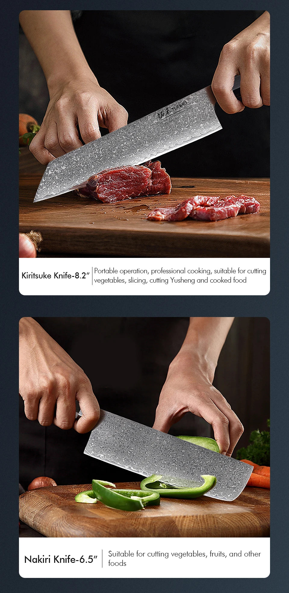 TURWHO Hand Forged Japanese Chef Knife Damascus Steel Kitchen Knives Santoku Sashimi Bread Utility Handmade Blade Cooking Tools