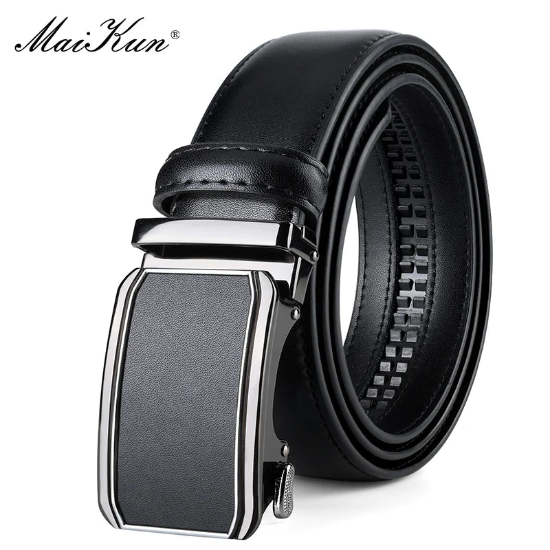 Maikun Leather Ratchet Belt For Men Click Leather Belt Adjustable Buckle Trim To Fit Black Brown