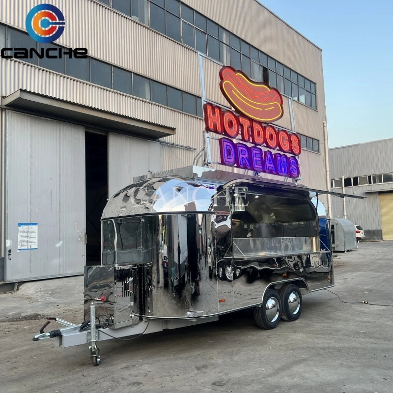 Mobile Food Trailer With Full Kitchen Hot dog Burgers Cart Mobile Street Fast Food Van