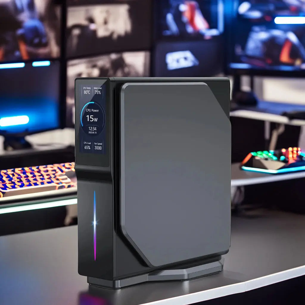 Intel Alder Lake-N150 Gaming Mini Pc with LCD Screen16GB DDR4 512GB M.2 SSD Vertical Mini Computer mini PC for Home Office