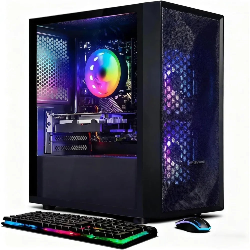 Gaming PC Desktop Computer with Radeon RX 550 4G, Core i5 Processor, 16GB RAM, 512GB SSD, WiFi 6, Windows 11 Home, RGB