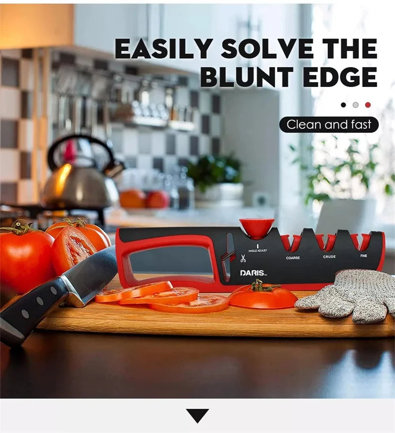 Knife Sharpener 5 in 1 Adjustable Angle Kitchen Grinding Machine Professional Knife Scissors Sharpening Tools with cut resistant