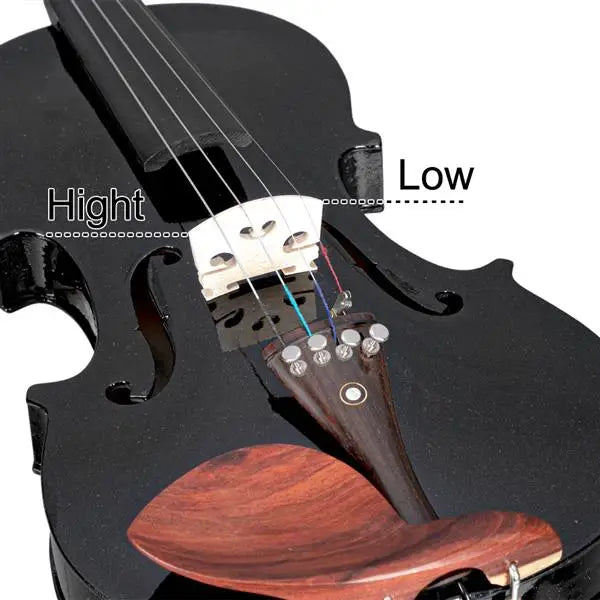 Full Size Matte Black 4/4 Spruce Panel Wooden Violin Set with Case Bow Rosin  4 Strings Shoulder Rest Turner Cleaning Cloth